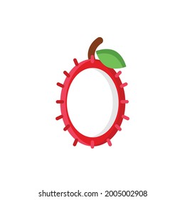 Frutos de Rambutan en ilustración vectorial plana. Alimentos orgánicos y frescos saludables en la granja. El supermercado y el restaurante vegano están decorados con elementos de menú. Almuerzo de escuela natural.