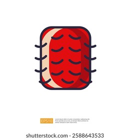 Rambutan Fruit and Healthy Food. Simple Minimalist Vector Flat Outline. Fresh Fruit Illustration Icon