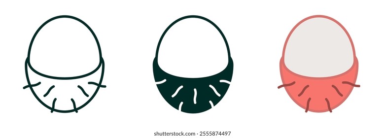 Rambutan Fruit icon collection simple design Editable Transparent isolate background