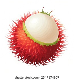 Ícone de fruta de Rambutan. Ilustração vetor de frutas frescas e saudáveis sobre fundo branco. símbolo. design de logotipo.