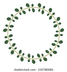 rambutan leaf motif frame, border shape of plant leaves, flat design with isolated white background