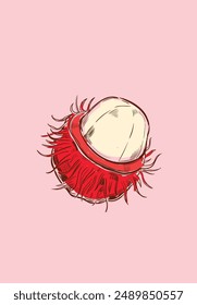 Rambutan sobre un fondo rosa