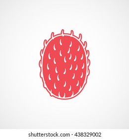 Rambutan Red Flat Icon On White Background