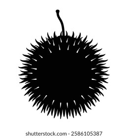 Rambutan Silhouette Vector Art Illustration - Black Color Rambutan Fruit Design