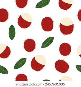 Fondo de patrón sin fisuras de fruta tropical Rambutan