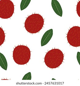 Rambutan tropcal fruit seamless pattern background