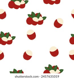 Rambutan tropcal fruit seamless pattern background