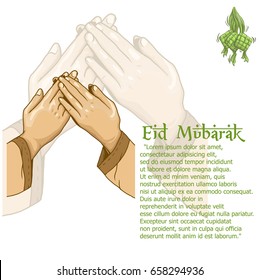 Ramdadhan Tradition Muslim Handshake Ied Mubarak Greeting Card And Background Or Pattern