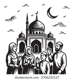 Comemoração da ilustração Ramdan Eid Mubark