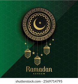 Ramdan kareem design with decorative lantern and islamic floral decoration