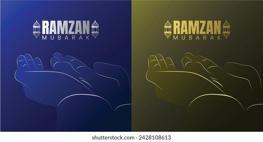 Ramdan mubarak 2024,  praying hands in two different vibrant colors.