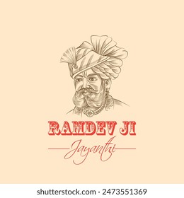 Ramdevji or Ramsha Pir Jayanthi greetings design. Vector illustration design template.