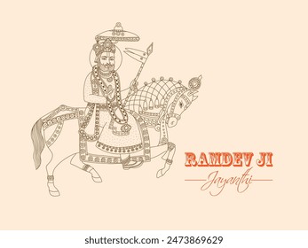 Ramdevji or Ramsha Pir Jayanthi greetings design. Vector illustration design template.