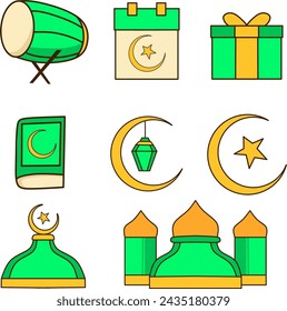 Ramdhan icon set illustration,flat design icon illustration