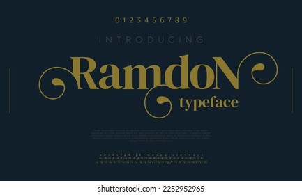 Ramdon luxury font typeface. Ramadan alphabet typography