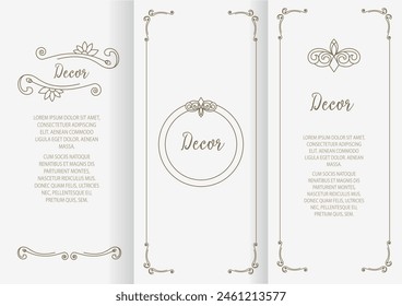 rame. Elegant ornate element for Vector ornamental decorative fdesign template, place for text. Luxury floral border. Lace decor for birthday and greeting card, wedding invitation,certificate.