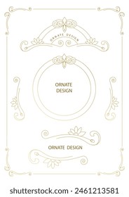 rame. Elegant ornate element for Vector ornamental decorative fdesign template, place for text. Luxury floral border. Lace decor for birthday and greeting card, wedding invitation,certificate.