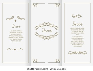 rame. Elegant ornate element for Vector ornamental decorative fdesign template, place for text. Luxury floral border. Lace decor for birthday and greeting card, wedding invitation,certificate.