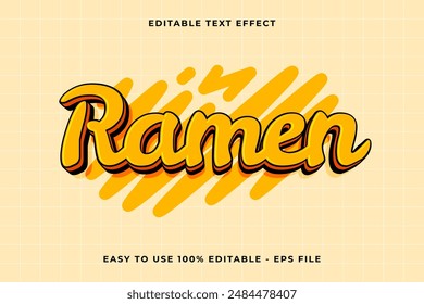 Efecto de texto de Vector editable Ramen 3d. Efecto de texto de estilo moderno