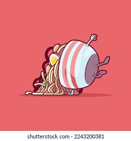 Ramen Bowl character having fun dancing vector illustration. Funny, dance, food design concept.