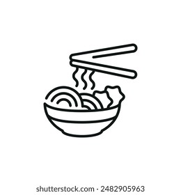 Icono del cuenco Ramen. Simple icono de un cuenco de ramen para redes sociales, App y Diseño web. Ilustración vectorial