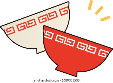 Ramen bowl isolated vector illustration.