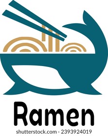 A ramen bowl and poke restaurant in a new food bowl shape fish concept. Asian inspired with noodles and seafood.