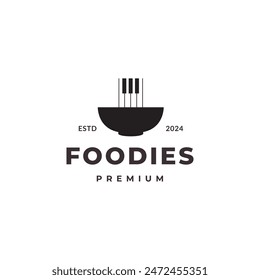 ramen bowl restaurant noodle modern logo design vector