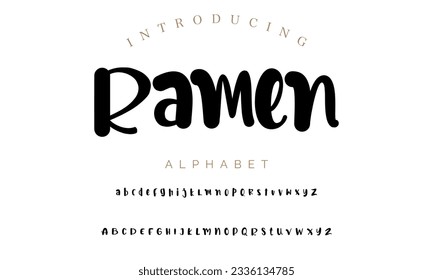 Ramen calligraphy script. Vector alphabet.