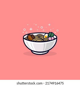 ramen cartoon with springkle illustration