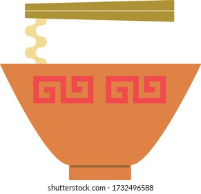 Ramen chopsticks color illustration icon