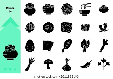 Ramen Collection Icon Set Glyph Style
