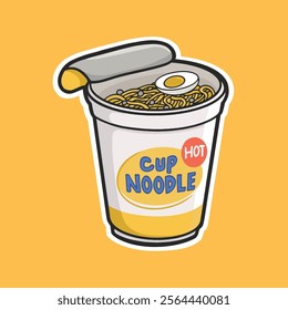 Ramen Cup, Cup Noodle Sticker Vector Cute Illustration