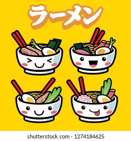 ramen with cute cartoon style