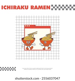 ramen design retro vector sticker 