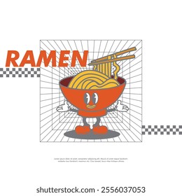 ramen design retro vector sticker 