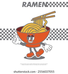 ramen design retro vector sticker 