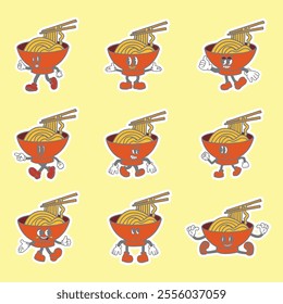 ramen design retro vector sticker 