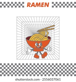 ramen design retro vector sticker 