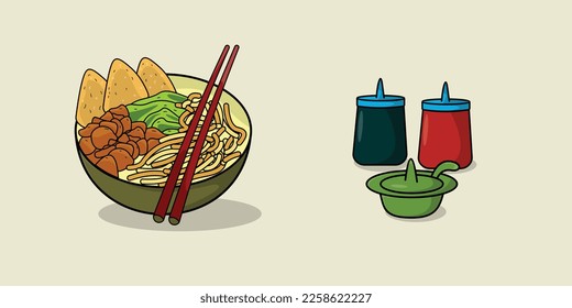 Ramen design vector, Asian food design inspiration