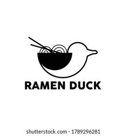 ramen duck for food logo vector