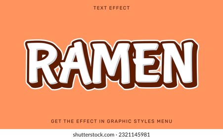 Ramen editable text effect with 3d style. Text emblem for advertising, branding, business logo