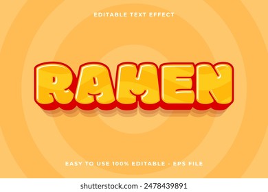 ramen Editable text effect 3d Trendy Cartoon template style cute vector