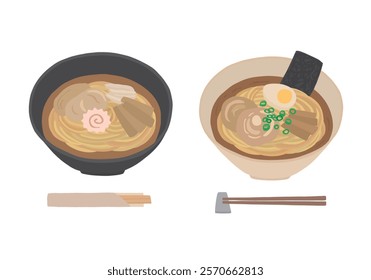 Ramen hand drawn illustration set