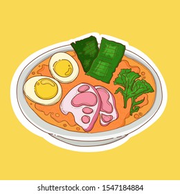 Ramen is hand drawn in vector.
