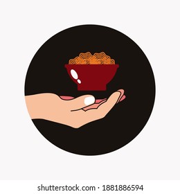 Ramen in hand icon design vector illustration