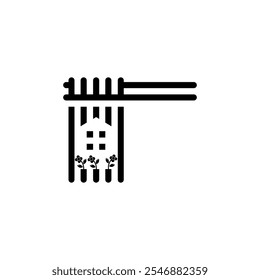 Ramen with house logo. Asian food restaurant vector design template.