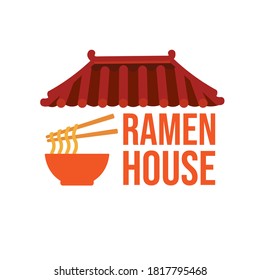 Ramen house logo template. Japanese ramen noodles restaurant logo template.