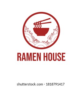 Ramen house logo template, ramen restaurant logo with red colour.