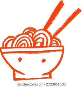 Ícone Ramen Giz de giz de cera Desenho Vetor